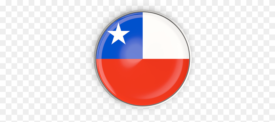 Round Button With Metal Frame Chile Flag Circle, Symbol, Logo Png Image