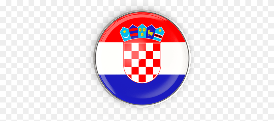 Round Button With Metal Frame Croatian Flag, Badge, Logo, Symbol, Emblem Png Image