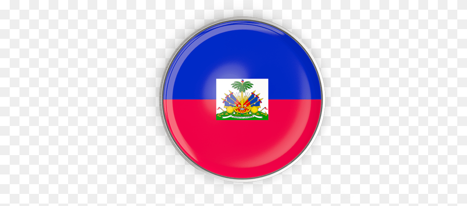 Round Button With Metal Frame Haiti Round Flag, Badge, Logo, Symbol, Emblem Free Png Download