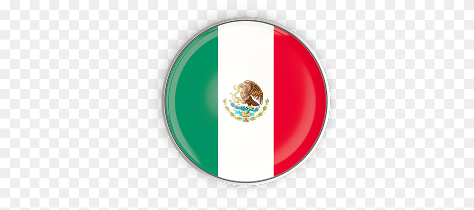 Round Button With Metal Frame Illustration Of Flag Mexico Circle Mexico Flag, Logo, Badge, Symbol, Disk Free Png