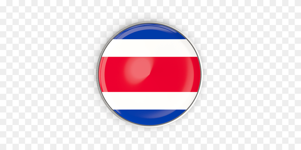 Round Button With Metal Frame Illustration Of Flag Of Costa Rica, Logo, Sphere Png Image