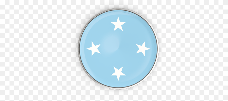 Round Button With Metal Frame Micronesie Flag, Symbol, Star Symbol, Pottery, Turquoise Free Png Download