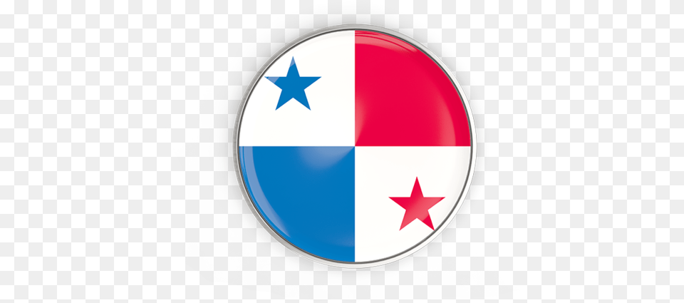 Round Button With Metal Frame Panama Flag Icon, Star Symbol, Symbol, Logo Png