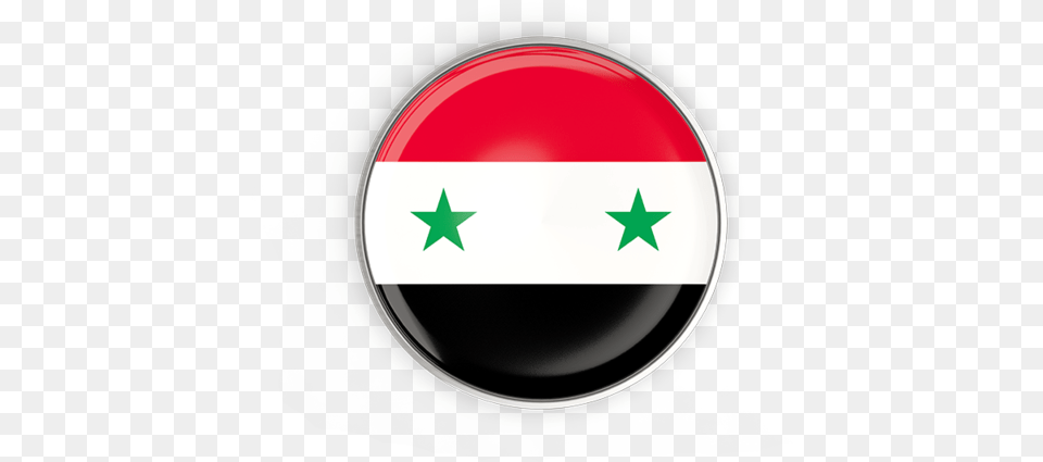 Round Button With Metal Frame Round Iraq Flag, Symbol, Star Symbol, Logo Free Transparent Png