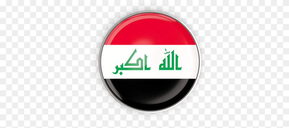 Round Button With Metal Frame Round Iraq Flag, Sign, Symbol, Disk, Road Sign Free Transparent Png