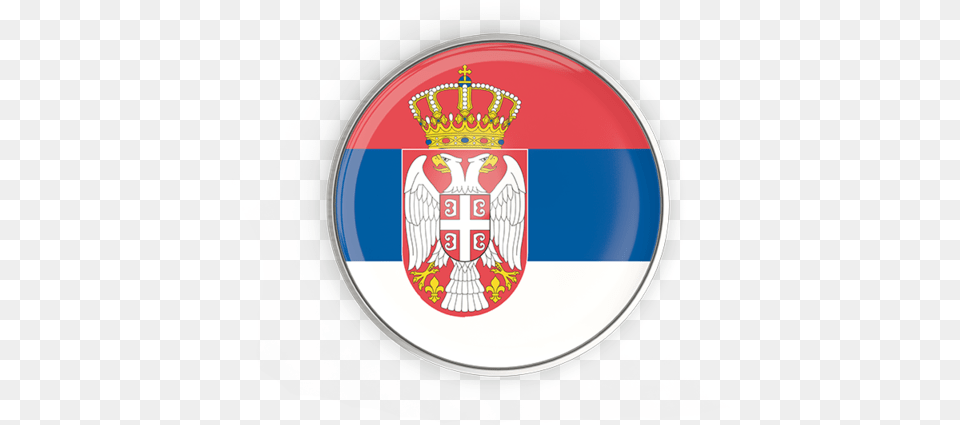 Round Button With Metal Frame Serbia Flag Button, Badge, Emblem, Logo, Symbol Free Png Download