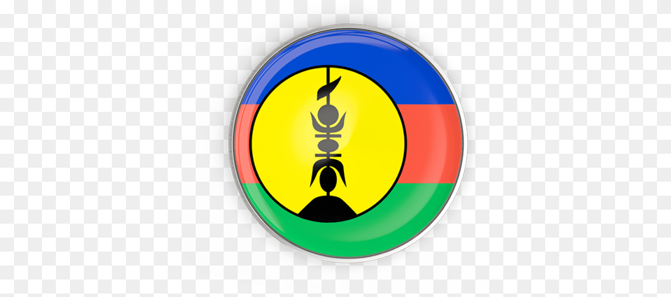 Round Button With Metal Frame Symbol New Caledonia Flag, Logo, Emblem, Animal, Bee Free Transparent Png