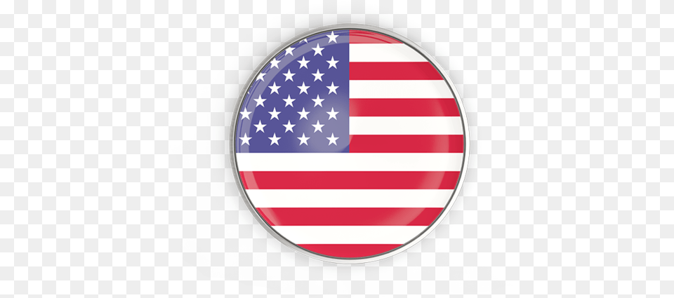 Round Button With Metal Frame United States Button Flag, American Flag Free Png