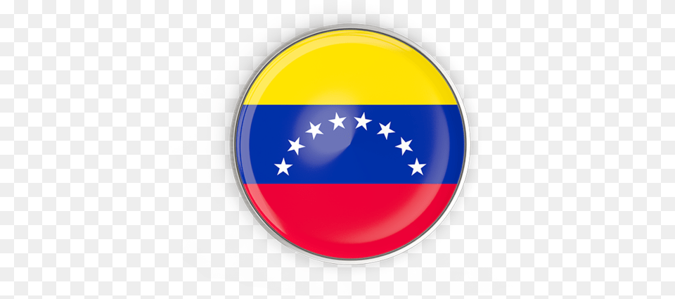 Round Button With Metal Frame Venezuela Flag Circle, Symbol, Badge, Logo Free Png