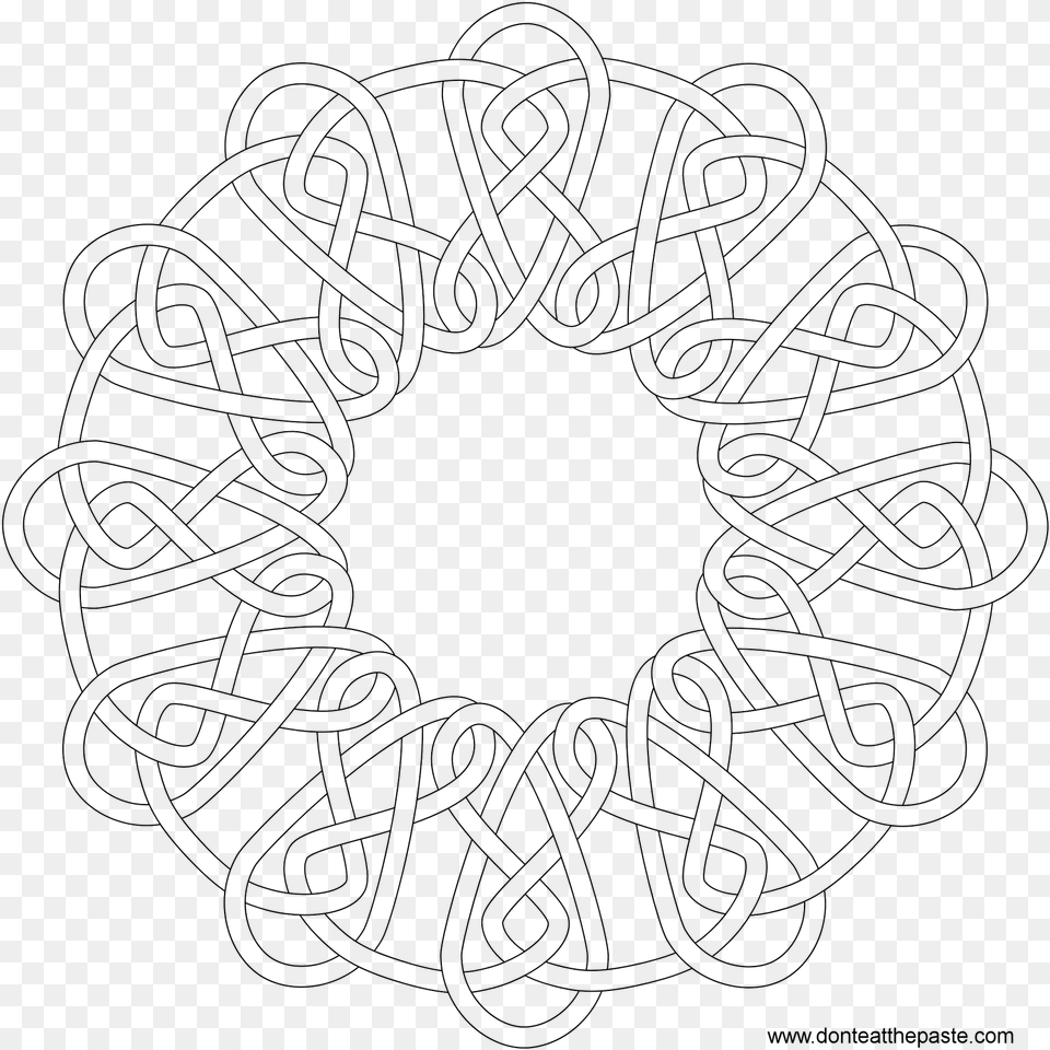 Round Celtic Knot Mandala Coloring Pages Coloring Book, Gray Free Png Download