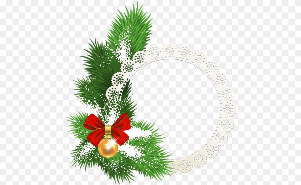 Round Christmas Frame Transparent, Accessories, Wreath, Chandelier, Lamp Png Image