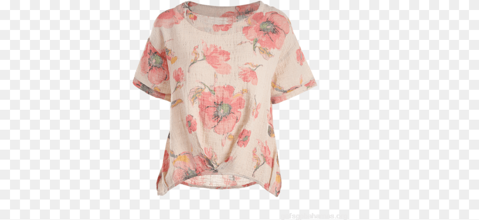 Round Collar Floral Print Blouse Blouse, Clothing, T-shirt, Home Decor, Linen Free Png Download