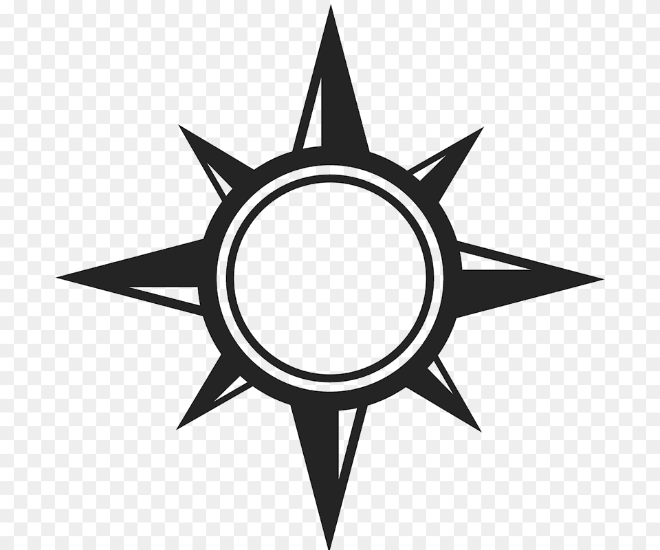 Round Compass Rubber Stamp Black Sun Star Wars, Symbol, Animal, Fish, Sea Life Free Png