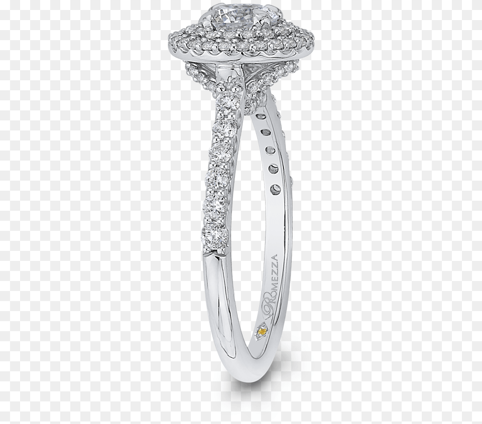 Round Cut Double Halo Diamond Engagement Ring In 14k White Gold Engagement Ring, Accessories, Gemstone, Jewelry, Platinum Free Transparent Png
