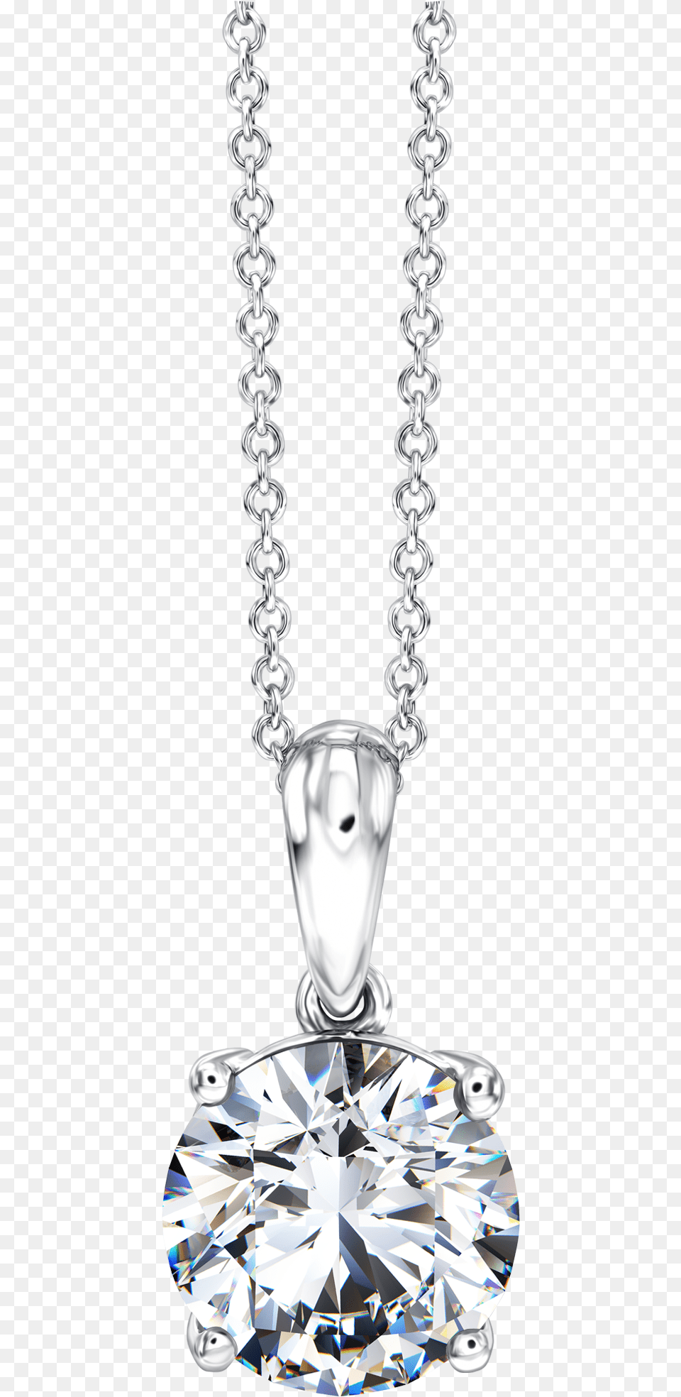Round Diamond Classic Solitaire Pendant With Chain Diamond Necklace Men, Accessories, Gemstone, Jewelry Free Png Download
