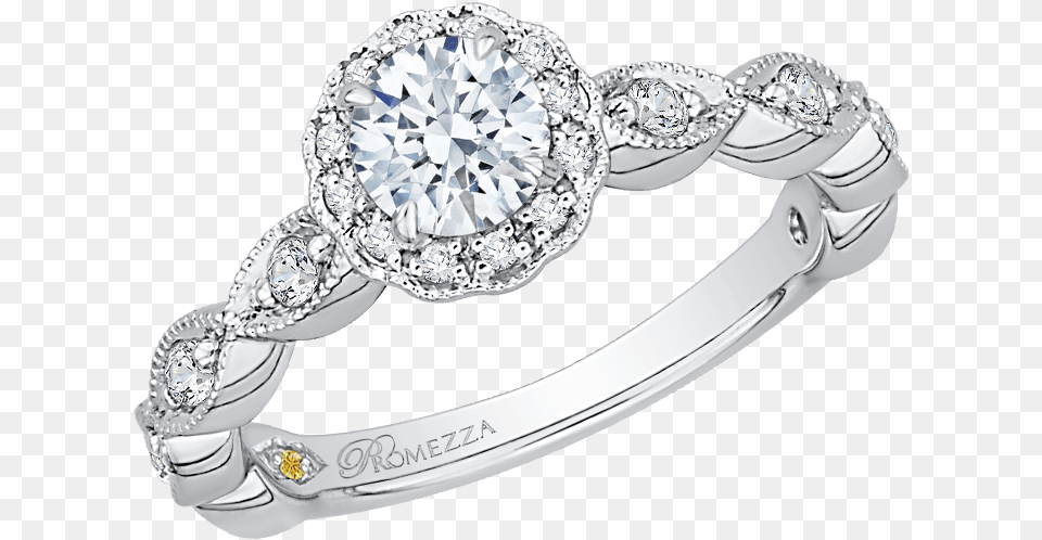 Round Diamond Floral Halo Engagement Ring Pre Engagement Ring, Accessories, Gemstone, Jewelry, Silver Png
