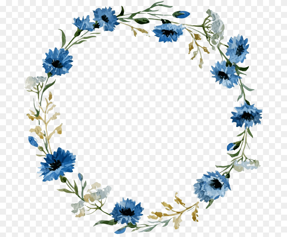 Round Flower Frame Blue Floral Frame, Pattern, Accessories, Wreath, Jewelry Png