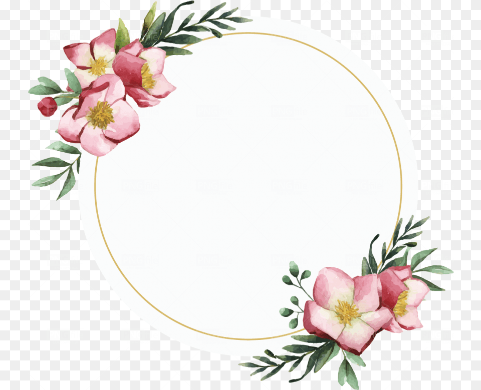 Round Flower Frame Watercolor Photo 978 Pngfilenet Flower Round Frame Design, Art, Floral Design, Graphics, Pattern Free Transparent Png