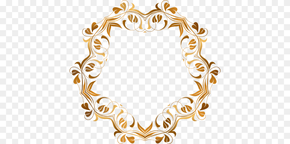 Round Flowery Frame In Golden Style Golden Round Design, Photography, Adult, Bride, Female Free Png