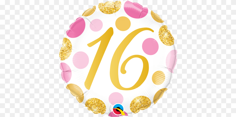 Round Foil 16 Pink Gold Dots 50th Happy Birthday Balloons Pink And Gold, Birthday Cake, Cake, Cream, Dessert Free Png Download