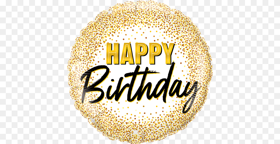 Round Foil Birthday Gold Glitter Dots Each Pkgd 18 Inch Happy Birthday Balloon Qualatex, Food Free Png Download