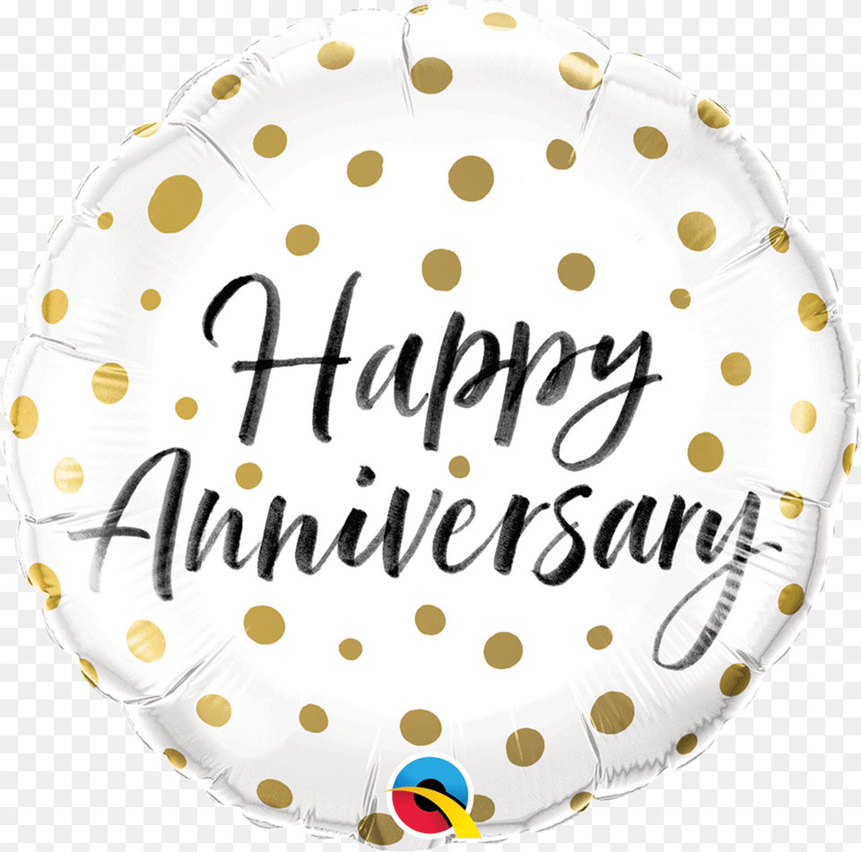 Round Foil Happy Anniversary Gold Happy Anniversary Image Round, Birthday Cake, Cake, Cream, Dessert Png