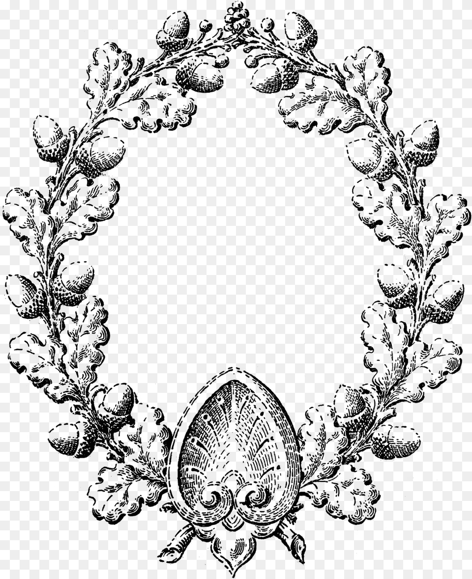 Round Frame Of Oak Leaves And Acorns Flower Wreath Coloring Page Free Png Download