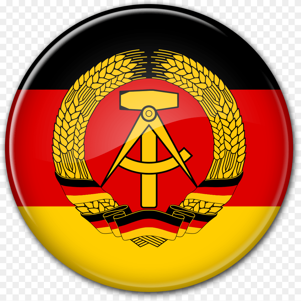 Round Glass Flag Gdr East Germany Flag Circle, Emblem, Photography, Symbol, Badge Png
