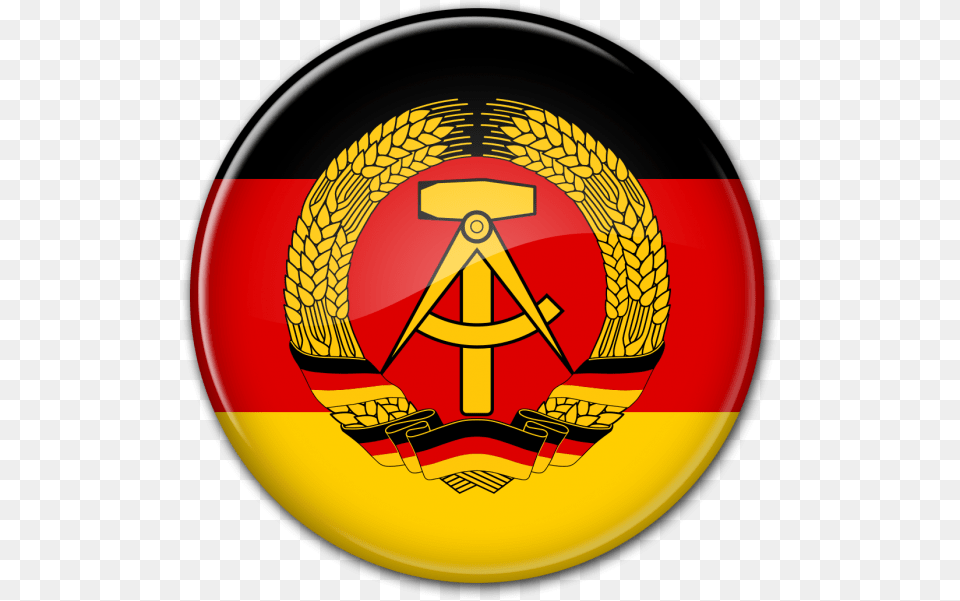 Round Glass Flag Of The Gdr East Germany Flag Circle, Badge, Emblem, Logo, Symbol Png Image