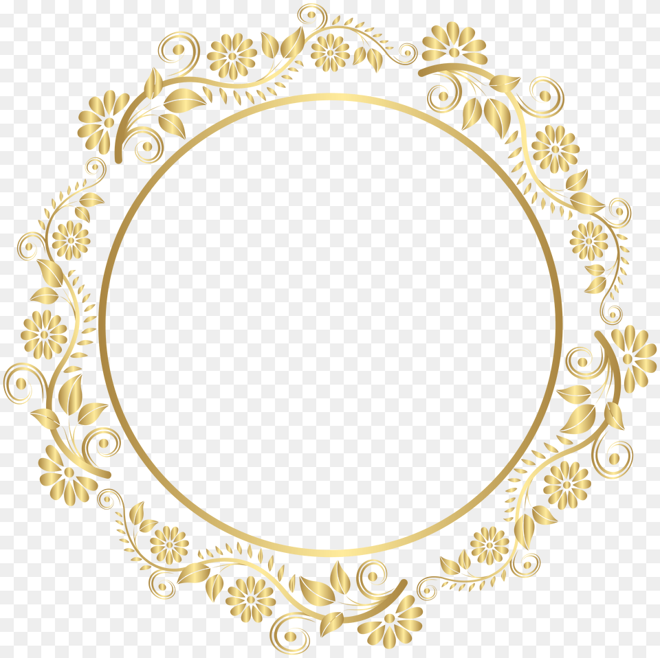 Round Gold Border Frame Deco Clip, Oval Free Transparent Png