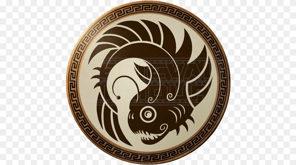Round Greek Lantern Fish Wooden Shield Ender39s Game Salamander Army Green Patch, Home Decor, Rug, Emblem, Symbol Free Png