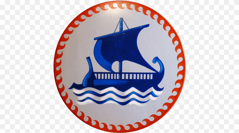 Round Greek Sailing Ship Wooden Shield Medieval Shield Design, Logo, Emblem, Symbol, Badge Free Transparent Png
