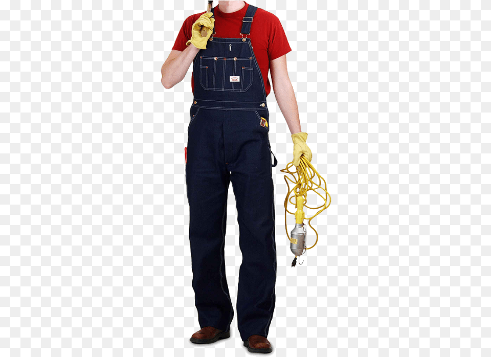 Round House Men39s Denim Overall Overall, Clothing, Pants, Glove, Person Png