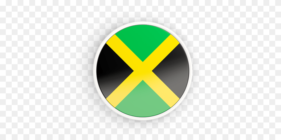 Round Icon With White Frame Illustration Of Flag Of Jamaica, Logo, Symbol, Astronomy, Moon Png Image