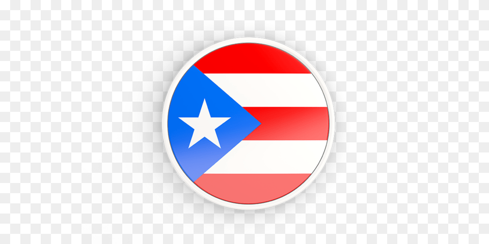 Round Icon With White Frame Illustration Of Flag Of Puerto Rico, Star Symbol, Symbol Png
