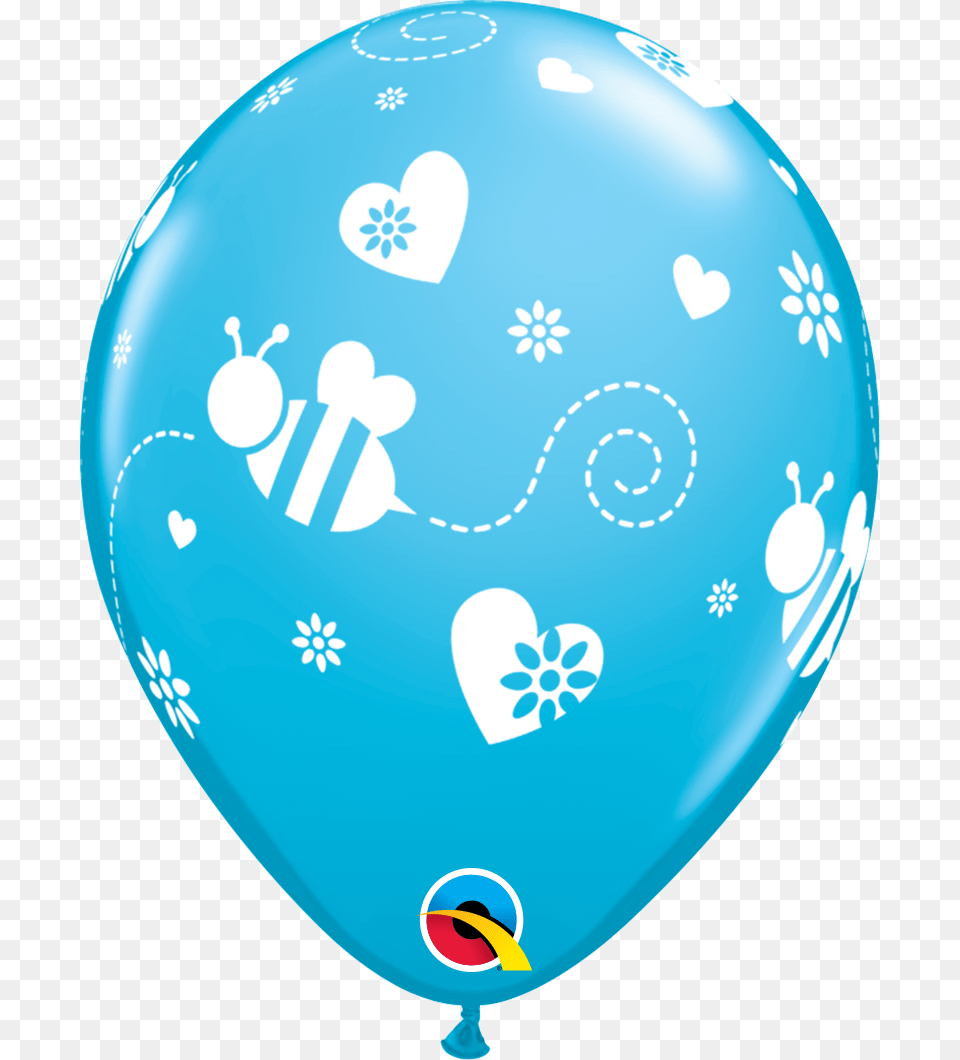 Round Latex Tropical Assortment Flying Bees Amp Hearts 16 Sparkle Blue 11 Inch Balloons, Balloon Png Image