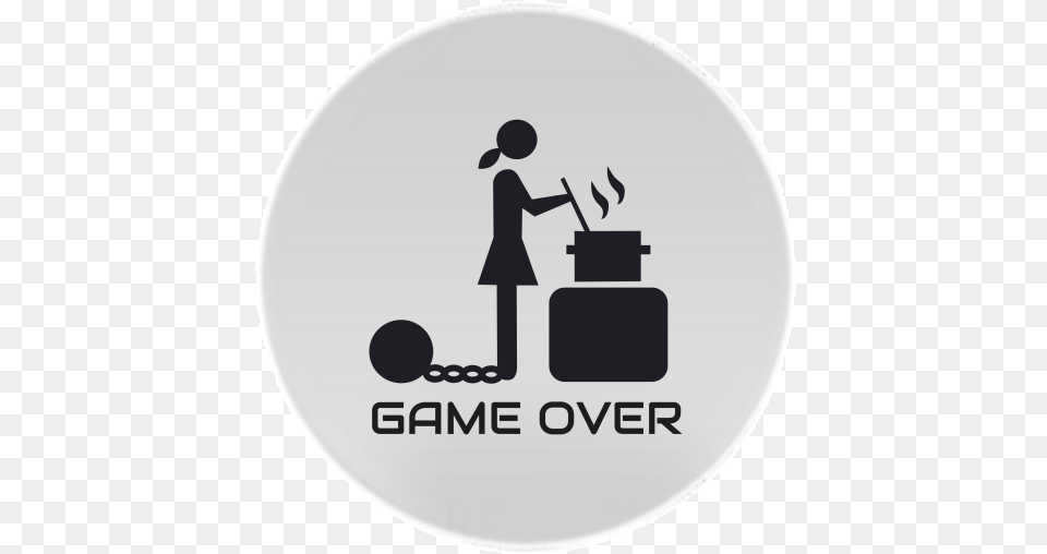 Round Magnet With Printing Game Over Girl Silhouette, Stencil, Disk, Person Png Image