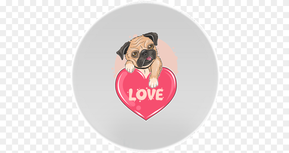 Round Magnet With Printing Pug Love Face, Animal, Canine, Dog, Mammal Free Png