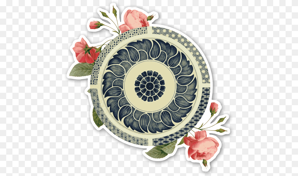 Round Marble Flower Sticker Traditional Chinese Ornament, Art, Floral Design, Graphics, Pattern Png