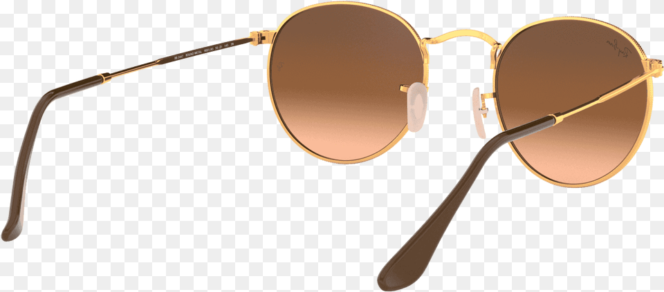 Round Metal Sunglasses In Shiny Light Bronze Pink Brown Shadow, Accessories, Glasses Free Png