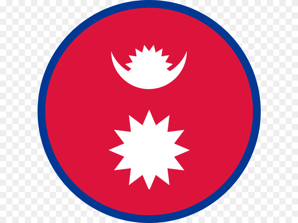Round Nepal Flag Vexillology, Leaf, Logo, Plant, Sticker Free Transparent Png