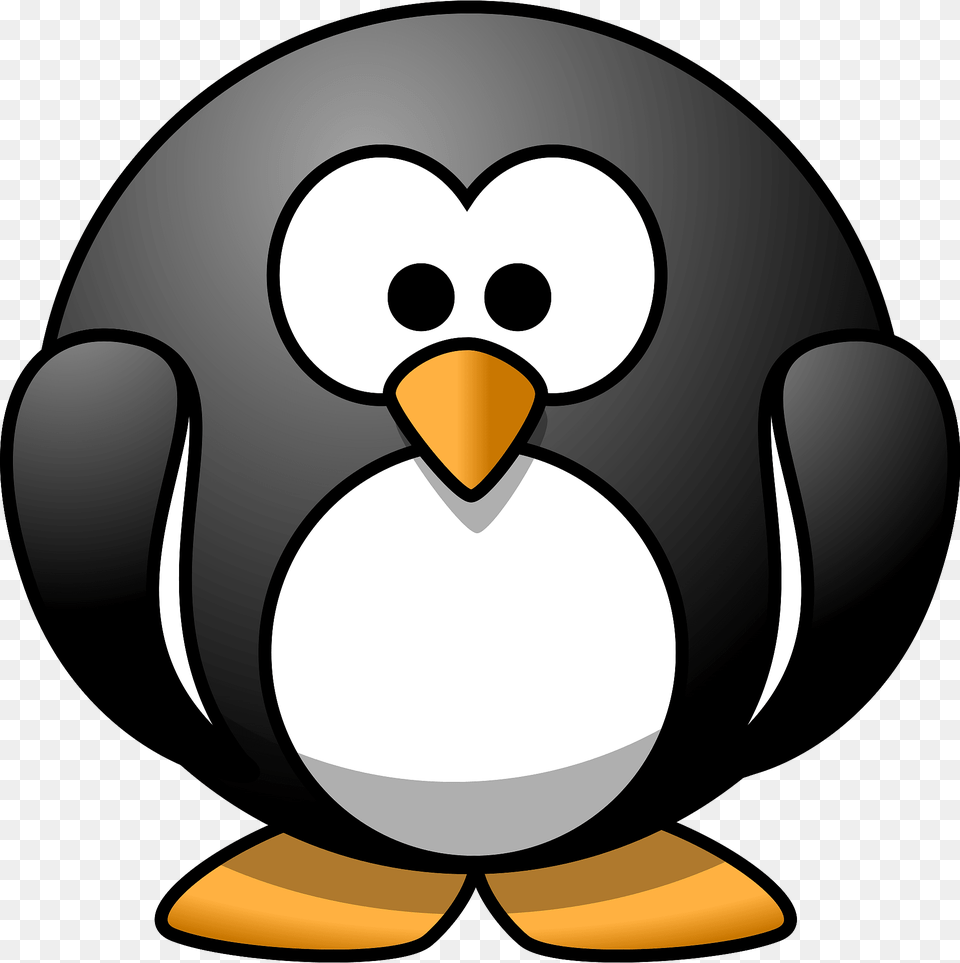 Round Penguin White Belly Clipart, Animal, Bird, Clothing, Hardhat Png Image