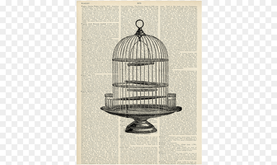 Round Pepin Design Vintage Bird Cage Art, Text Png Image