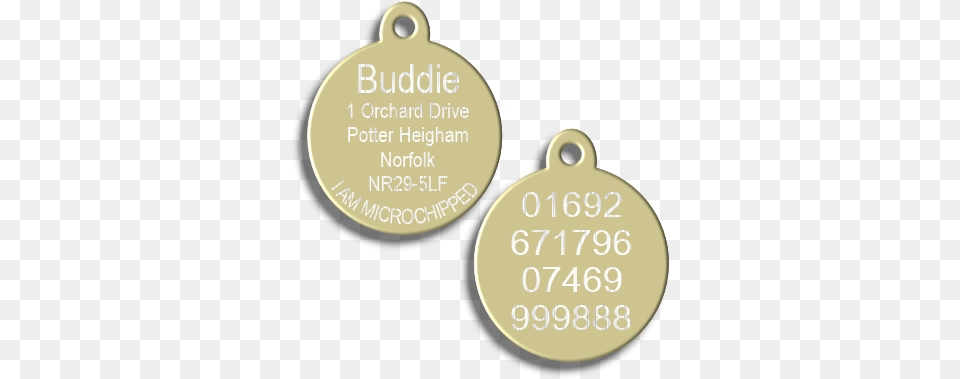 Round Pet Id Dog Tag With Tab Premium Coated Gold Locket, Accessories, Earring, Jewelry Free Png