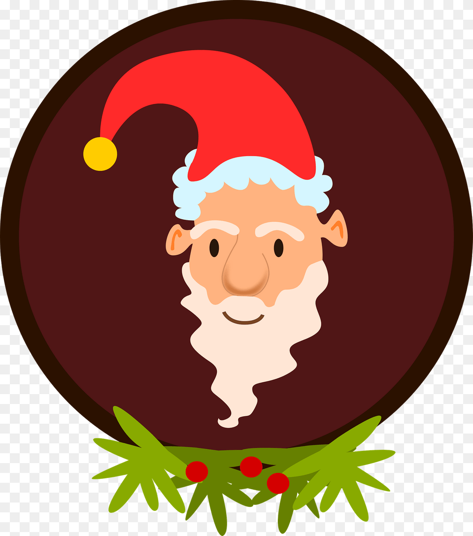 Round Picture Of Santa39s Fase Clipart, Elf, Face, Head, Person Free Png