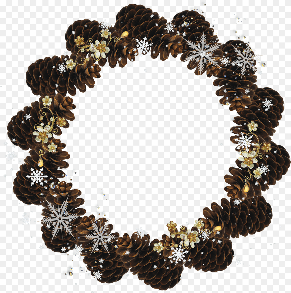 Round Pine Cone Transparent Christmas Photo Frame Wreath, Chandelier, Lamp, Accessories Free Png Download