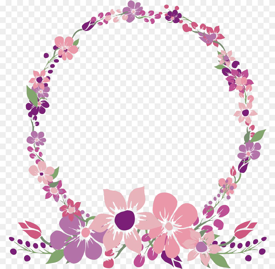 Round Poppy Flower Frame Clipart Mart Frame Flower Pink, Accessories, Pattern, Necklace, Jewelry Png