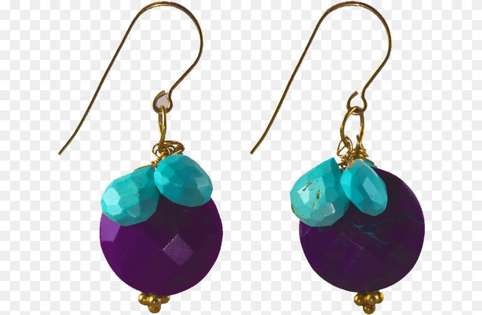 Round Purple Turquoise Disc With Sleeping Beauty Turquoise Earrings, Accessories, Earring, Jewelry, Gemstone Png