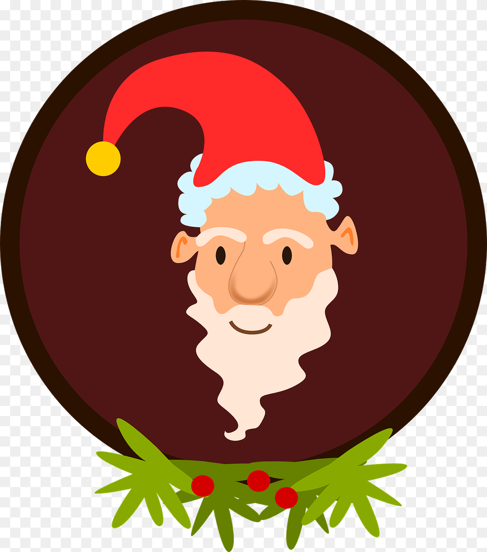 Round Santa Claus, Elf, Face, Head, Person Png Image