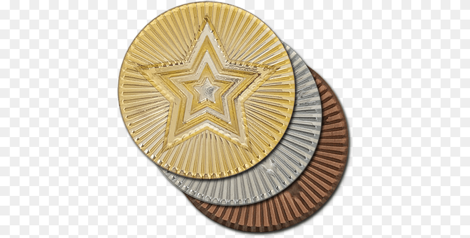 Round Star Metal Badge By School Badges Uk Badge, Armor, Chandelier, Lamp, Shield Png Image